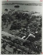 Aerial view of Pan American Day assembly at Biscayne Bay