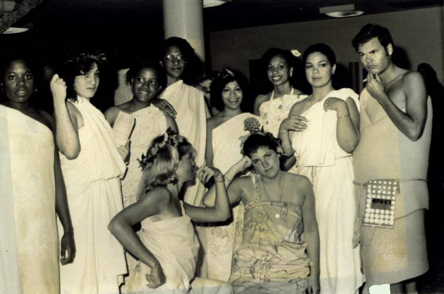 Toga party in Thompson Hall