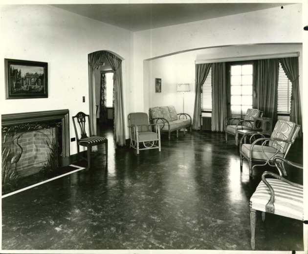 Living room at the Practice House for the Home Economics Department
