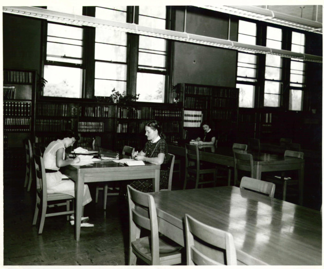 Students studying at the Adrian Hall library