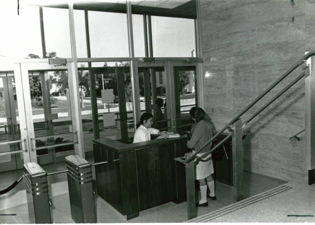Monsignor William Barry Memorial Library circulation desk