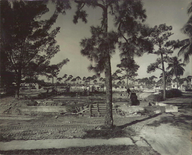 Dalton and Dunspaugh residence halls at the beginning of construction