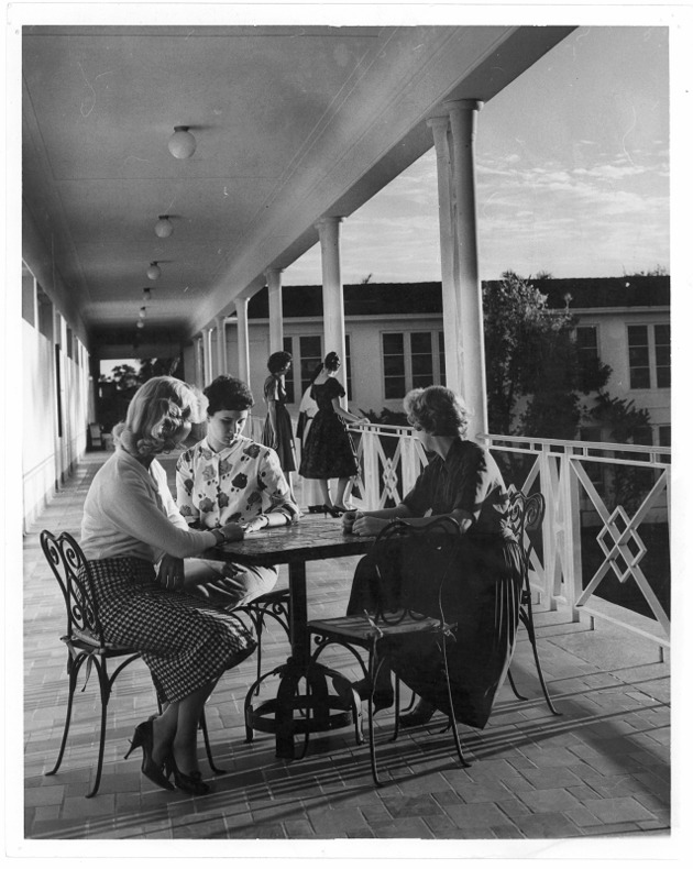 Students socializing on second floor of LaVoie Hall