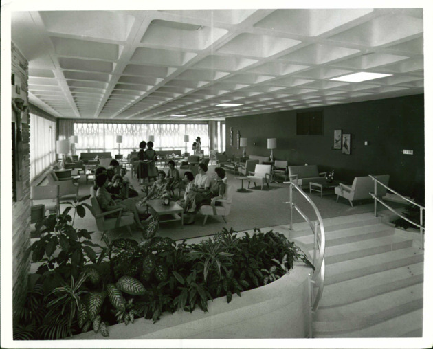 Senior students talking at the lobby of Dalton-Dunspaugh residence halls