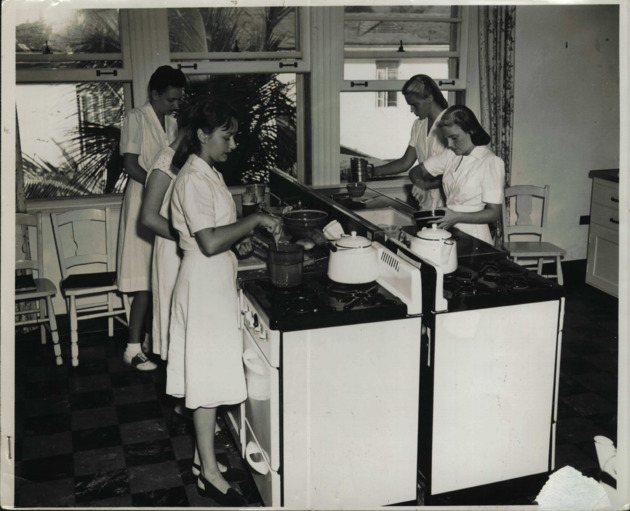 Students practice cooking as part of Home and Family Life training