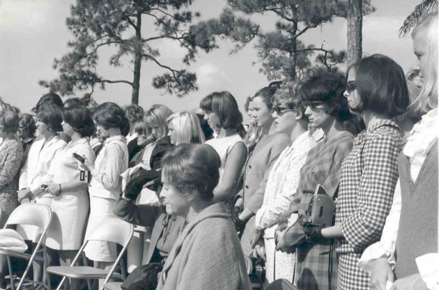 Students attend the groundbreaking for the Monsignor William Barry Memorial Library