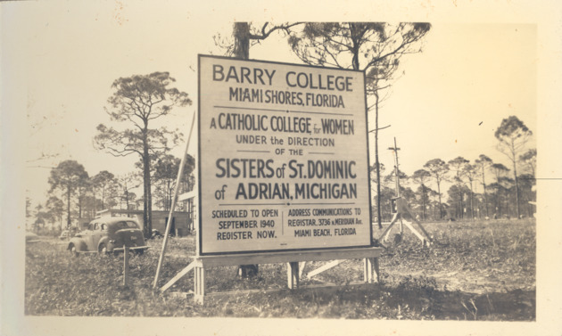 Construction sign announcing the site of the college