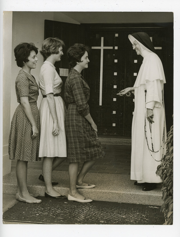 Sister Katrhyn Noonan with a group of Secretarial Science graduating students