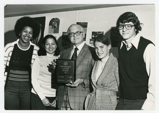 Professor Alfred Gerd with the 1975 Advertising Campaign Class Award winners